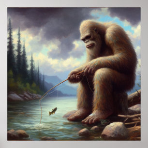 Bigfoot Fishing Poster