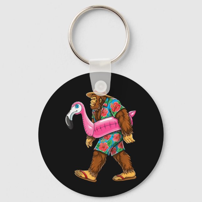 Bigfoot Flamingo Sasquatch Summer nk Float ol Key Ring (Front)