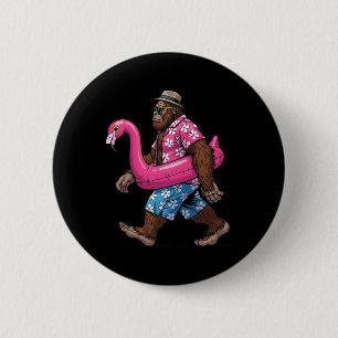 Bigfoot Flamingo Sasquatch Summer Pink Float Pool 6 Cm Round Badge