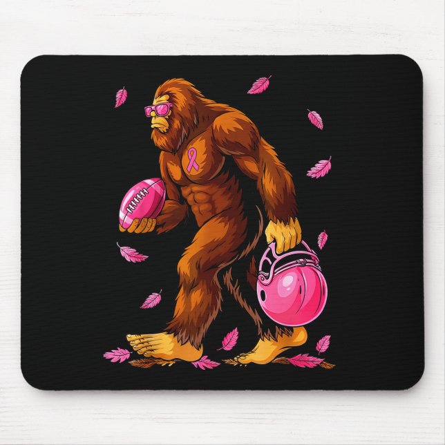 Bigfoot Football Nk Ribbon Breast Cancer Awareness Mouse Mat (Front)