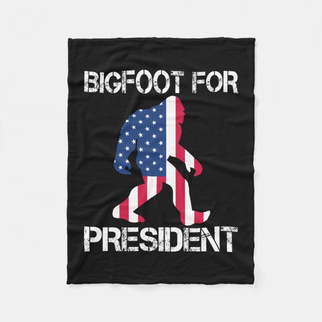 Bigfoot For President Funny Bigfoot Fleece Blanket (Front)