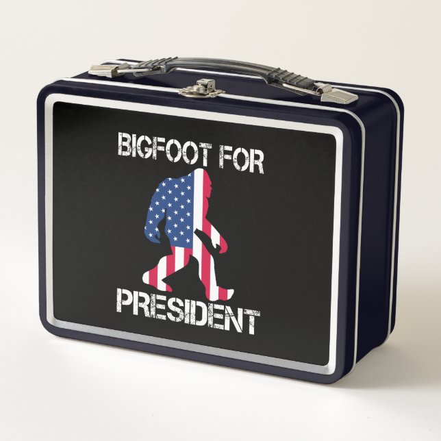 Bigfoot For President Funny Bigfoot Metal Lunch Box (Front)