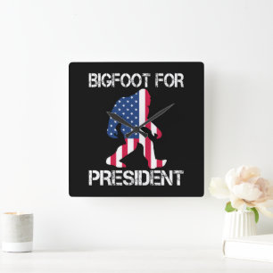 Bigfoot For President Funny Bigfoot Square Wall Clock