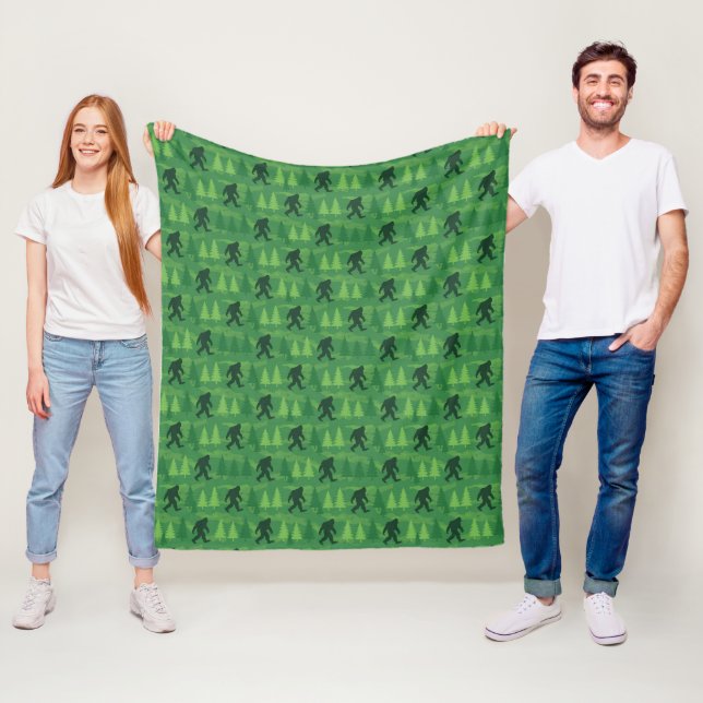 Bigfoot Forest Pine Tree Pattern Fleece Blanket (In Situ)