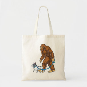 Bigfoot French Bulldog Dog Walk Funny Sasquatch Tote Bag