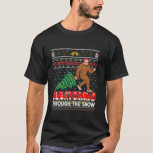 Bigfoot Funny Sasquatch Ugly Christmas Tree Santa T-Shirt