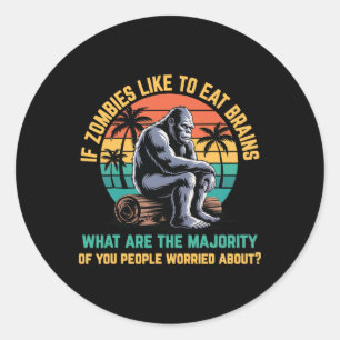 Bigfoot Funny Sasquatch Zombies Horror Lover Classic Round Sticker
