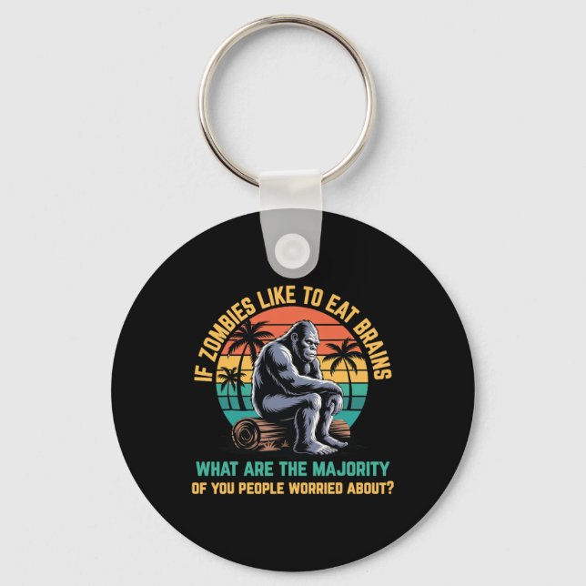 Bigfoot Funny Sasquatch Zombies Horror Lover  Key Ring (Front)