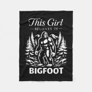 Bigfoot girl believer sasquatch cryptid forest fleece blanket