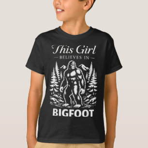 Bigfoot girl believer sasquatch cryptid forest T-Shirt