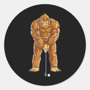 Bigfoot Golf Club And Ball Sports Funny Sasquatch Classic Round Sticker