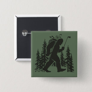 Bigfoot Golfer Tree Funny Sasquatch Golfing Golf 15 Cm Square Badge