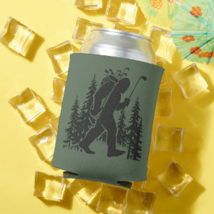 Bigfoot Golfer Tree Funny Sasquatch Golfing Golf Can Cooler
