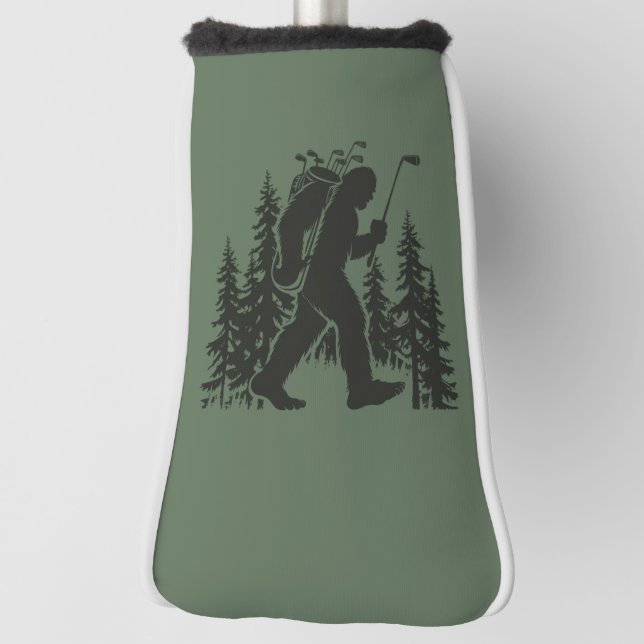 Bigfoot Golfer Tree Funny Sasquatch Golfing Golf Head Cover (Rotate 90)