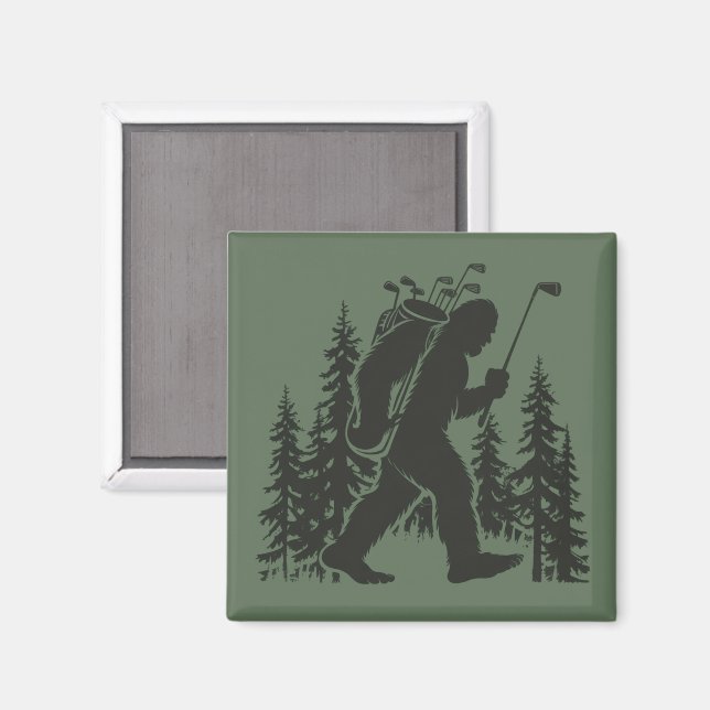 Bigfoot Golfer Tree Funny Sasquatch Golfing Golf Magnet (Front/Back)