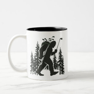 Bigfoot Golfer Tree Funny Sasquatch Golfing Golf Two-Tone Coffee Mug