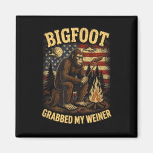 Bigfoot grabbed wiener funny sasquatch joke men magnet