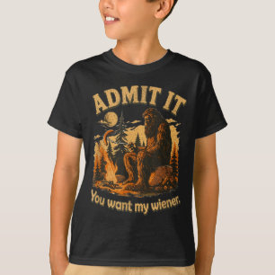 Bigfoot grabbed wiener funny sasquatch joke men T-Shirt