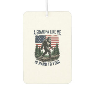 Bigfoot Grandpa Vintage American Flag Shirt Design Car Air Freshener