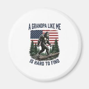 Bigfoot Grandpa Vintage American Flag Shirt Design Magnet