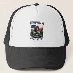 Bigfoot Grandpa Vintage American Flag Shirt Design Trucker Hat