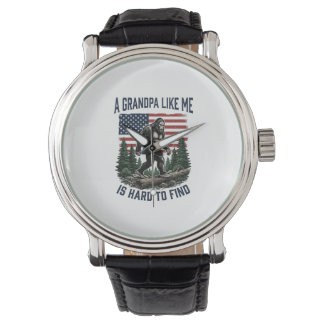 Bigfoot Grandpa Vintage American Flag Shirt Design Watch