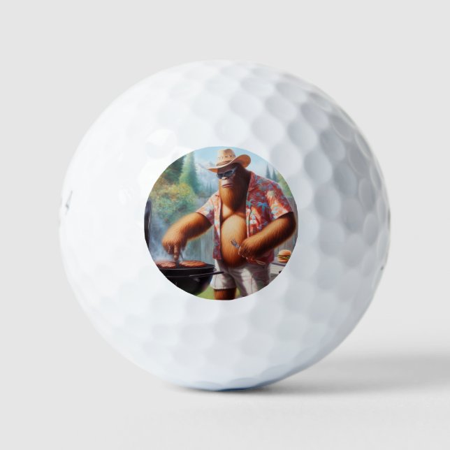 Bigfoot Grilling Burgers Golf Balls (Front)