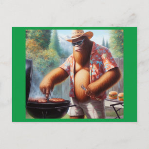 Bigfoot Grilling Burgers Postcard