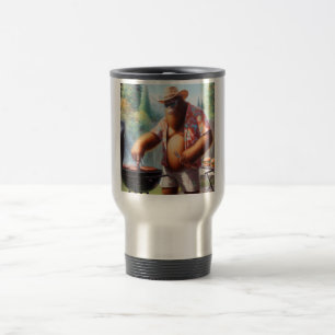 Bigfoot Grilling Burgers Travel Mug
