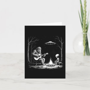 Bigfoot Guitar Tee Campfire Alien Ufo Camping Sasq Card