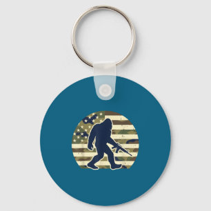 Bigfoot gun owner camo us american flag sasquatch key ring