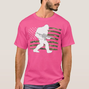 Bigfoot Gun Owner Camo Us American Flag Sasquatch T-Shirt