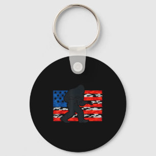 Bigfoot gun owner us american flag sasquatch rifle key ring