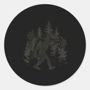 Bigfoot Gym Workout Fitness Forest Men Women  Classic Round Sticker