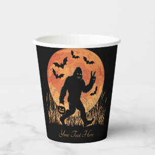 Bigfoot Halloween Orange and Black Personalizable Paper Cups
