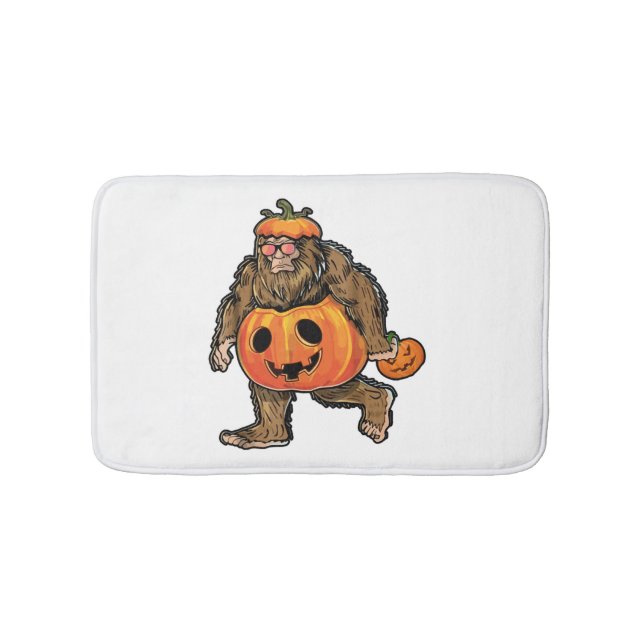 Bigfoot Halloween Pumpkin halloween Bath Mat (Front)