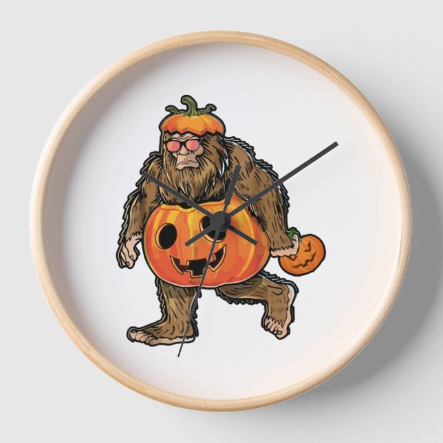 Bigfoot Halloween Pumpkin halloween Clock (Front)