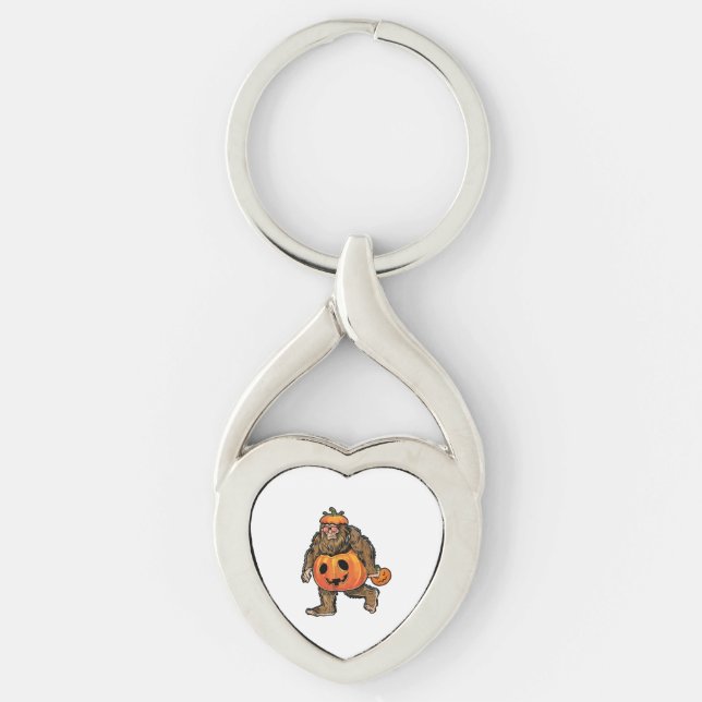Bigfoot Halloween Pumpkin halloween Key Ring (Front)