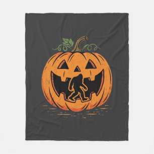 Bigfoot Halloween Pumpkin Silhouette Design_1 Fleece Blanket