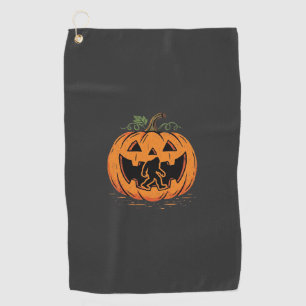 Bigfoot Halloween Pumpkin Silhouette Design_1 Golf Towel