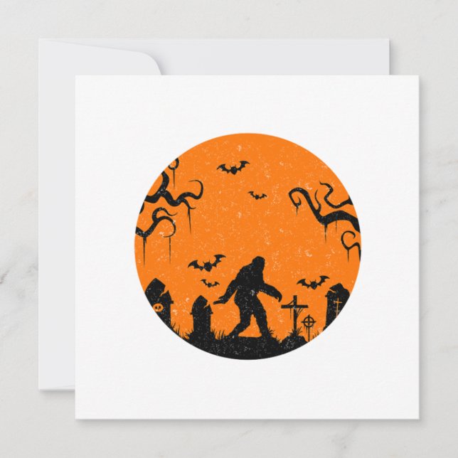 Bigfoot Halloween Sasquatch Bats Horror Trick Or T Invitation (Front)