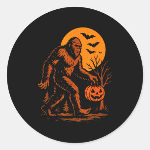 Bigfoot Halloween Sasquatch Jack O Lantern  Classic Round Sticker