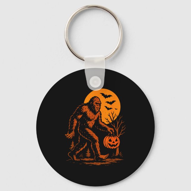 Bigfoot Halloween Sasquatch Jack O Lantern  Key Ring (Front)