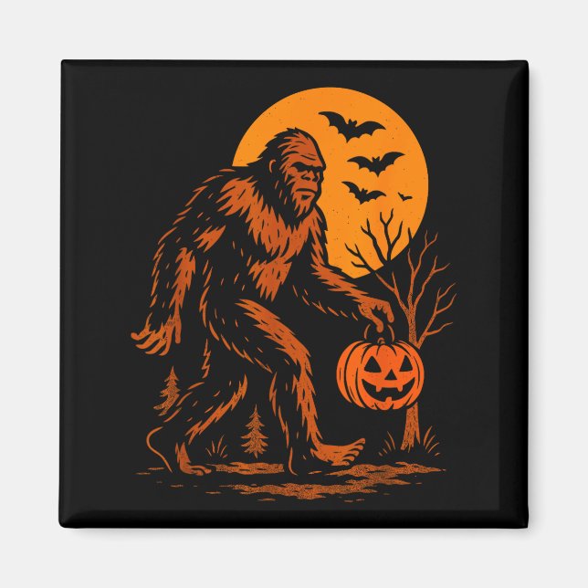 Bigfoot Halloween Sasquatch Jack O Lantern  Magnet (Front)