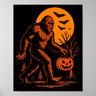 Bigfoot Halloween Sasquatch Jack O Lantern  Poster