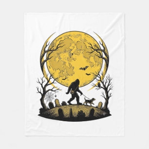 Bigfoot Halloween Shirt Full Moon Dog Walk_1 Fleece Blanket