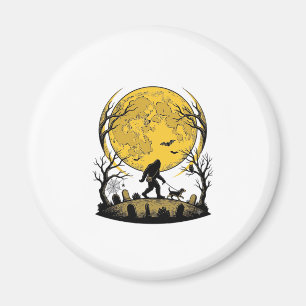 Bigfoot Halloween Shirt Full Moon Dog Walk_1 Magnet