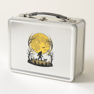 Bigfoot Halloween Shirt Full Moon Dog Walk_1 Metal Lunch Box