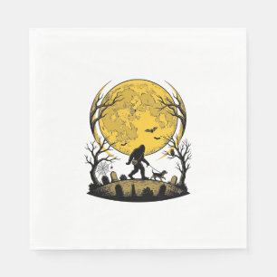 Bigfoot Halloween Shirt Full Moon Dog Walk_1 Napkin