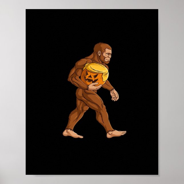 Bigfoot Halloween Trumpkin Pumpkin Classic Poster (Front)